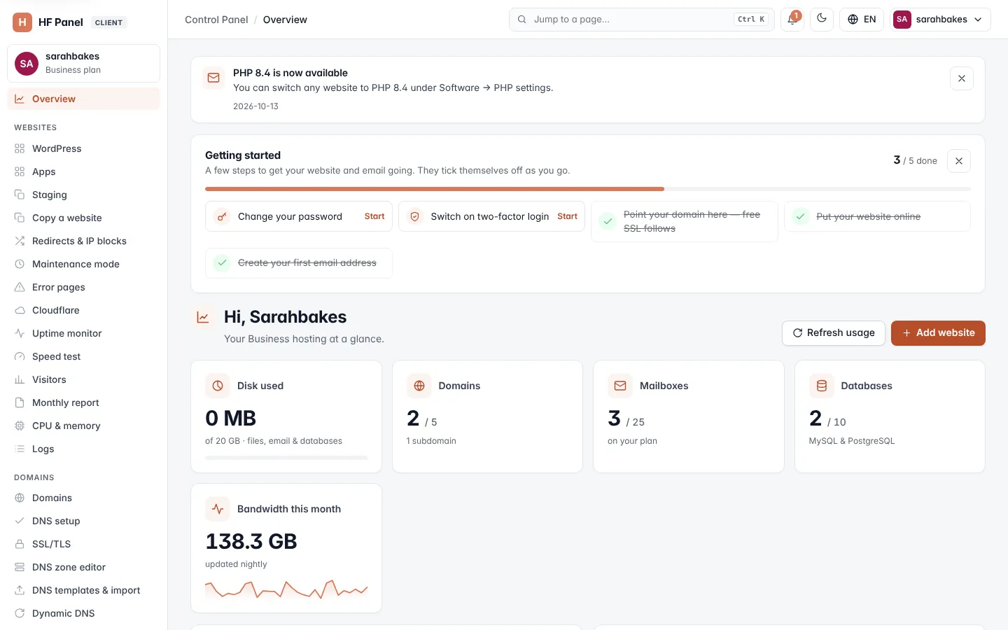Overview screen