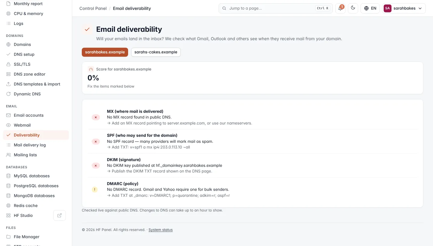 Deliverability screen