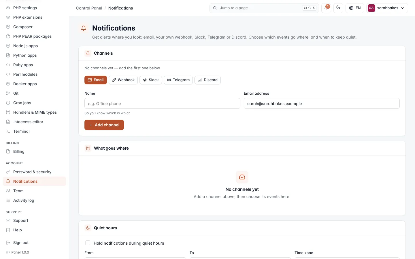 Notifications screen