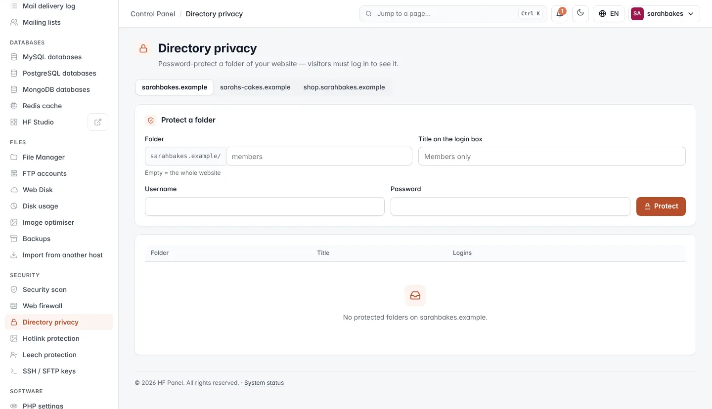 Directory privacy screen
