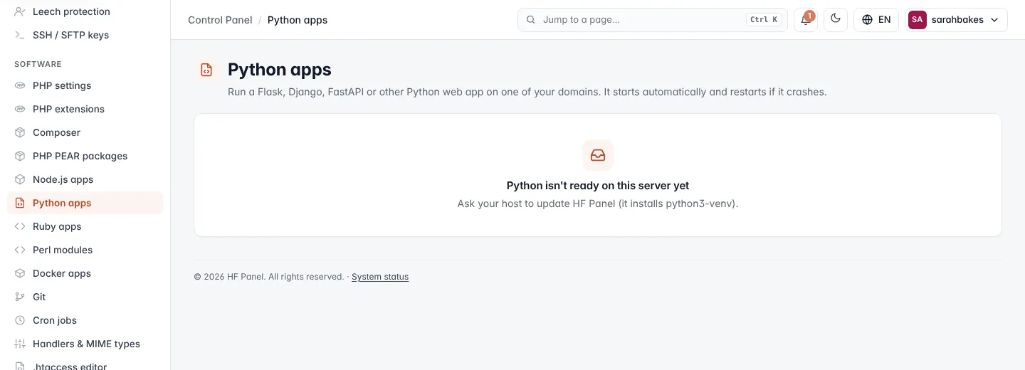 Python apps screen