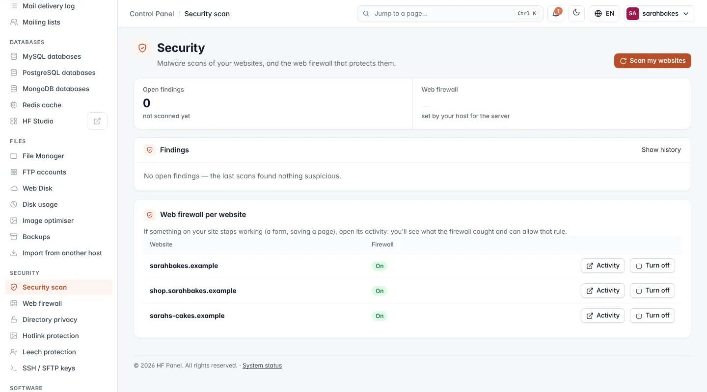 Security scan screen
