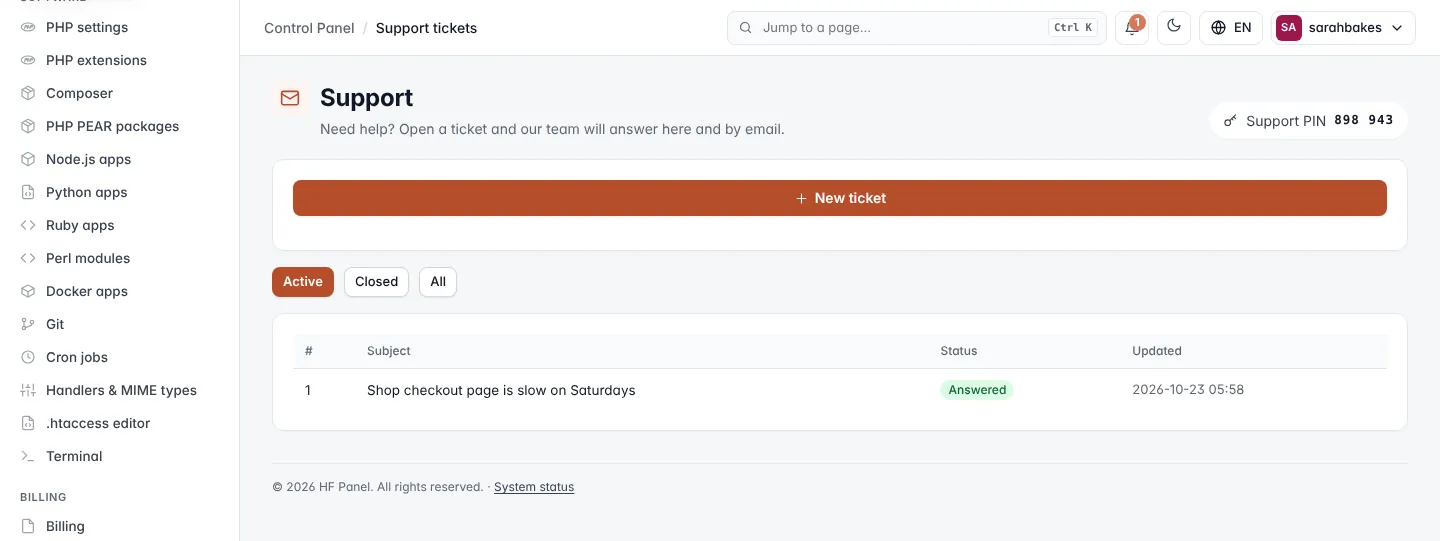 Support screen