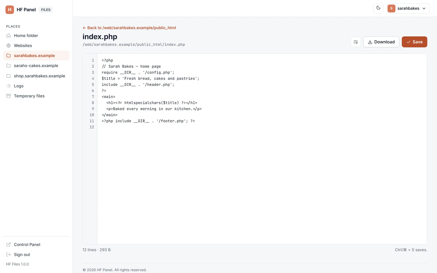 The editor screen