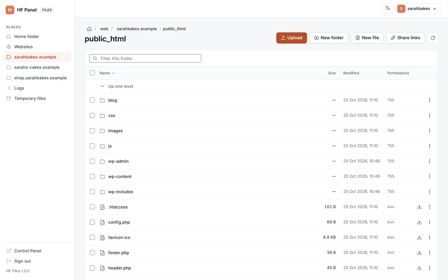 Managing files screen