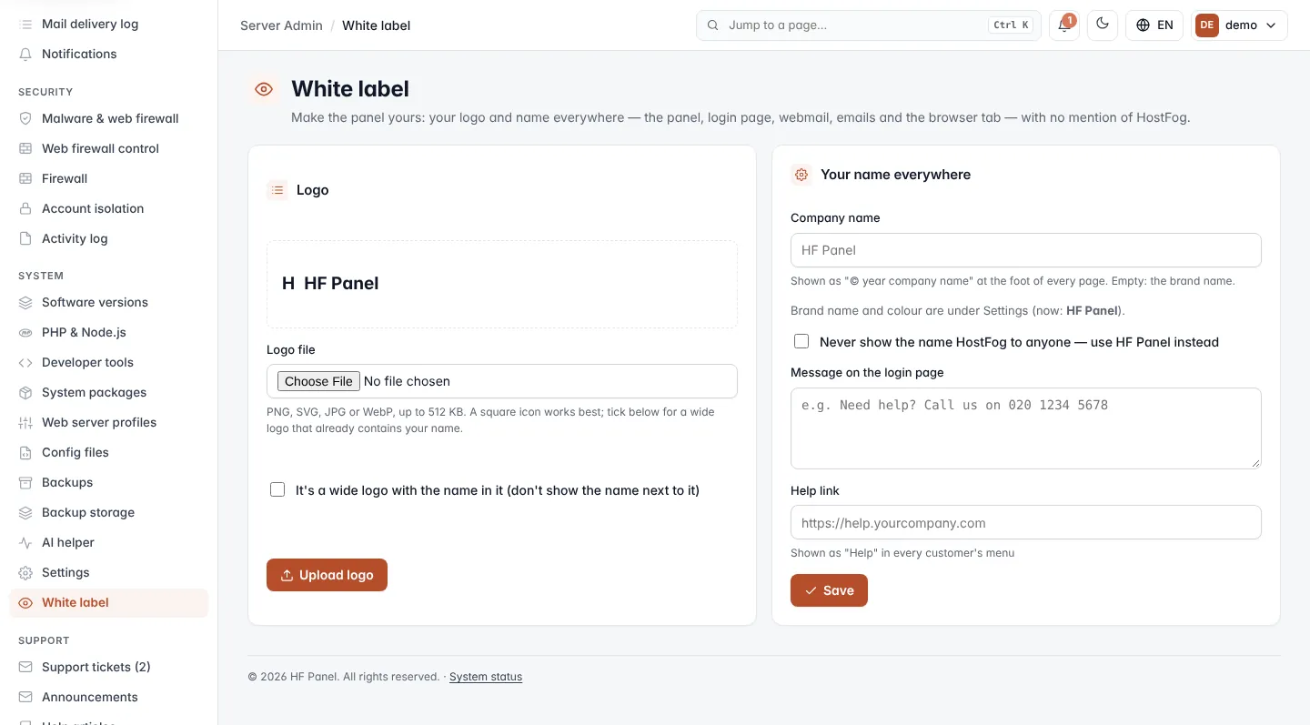 White label screen